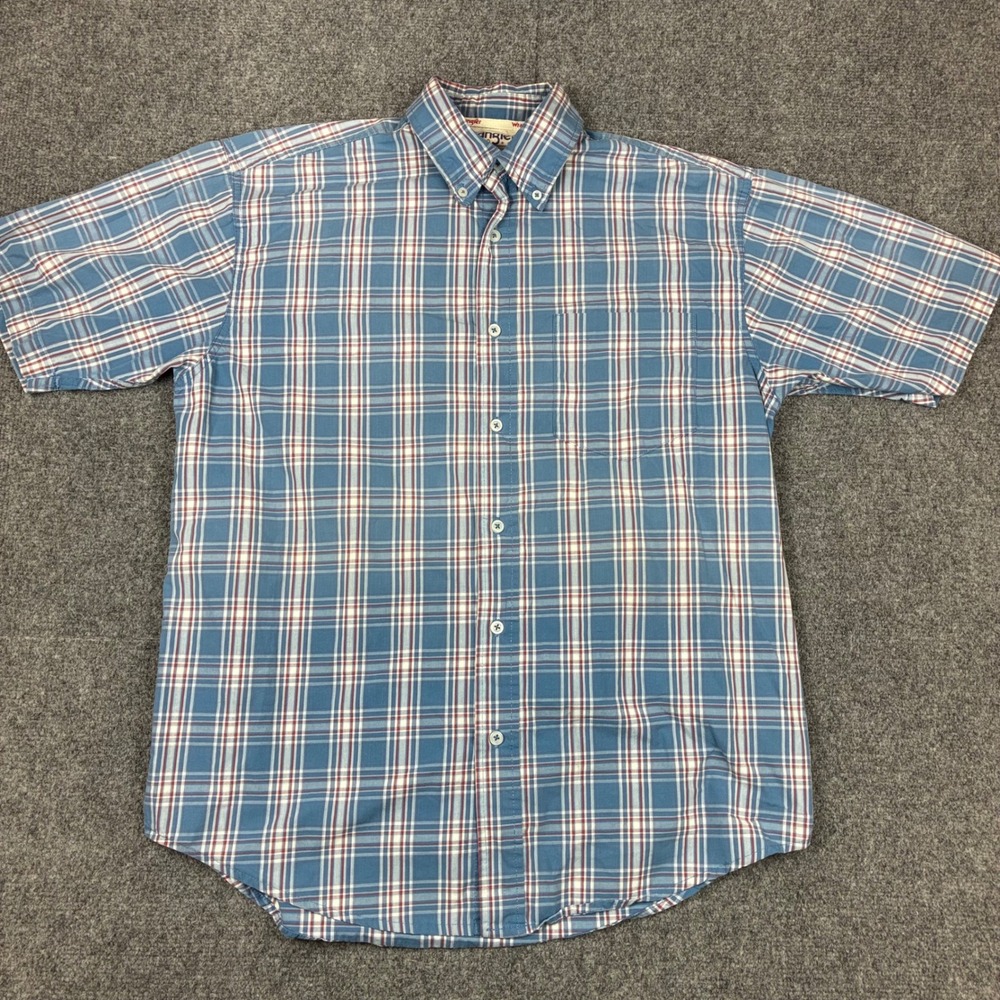 Wrangler Hero Mens Plaid Short Sleeve Button Down Cotton Shirt Size Medium